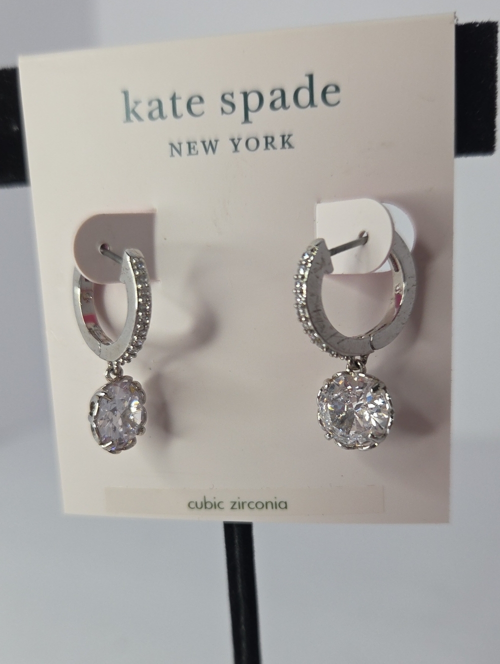 NWT Kate Spade New York That Sparkle Pavé Mini Hoops in a silvertone